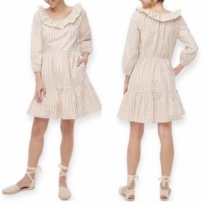 NWT JCrew Gingham Seersucker Ruffle dress, sz 6